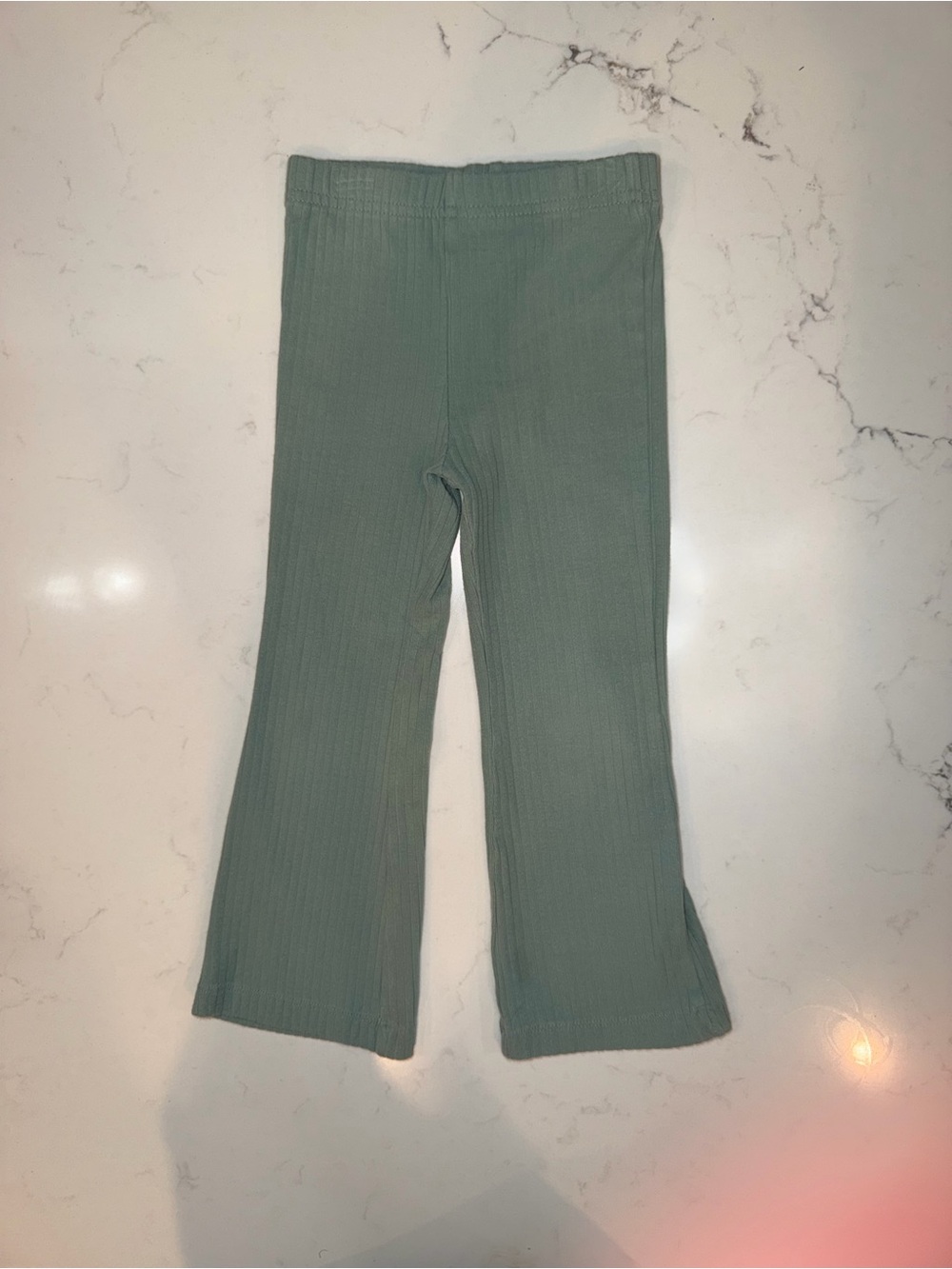 Carter's Sage Green Ribbed Flare Leggings